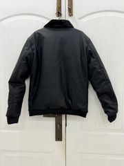 Aviator Faux Leather Bomber Jacket — Midnight Noir