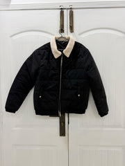 Shearling Collar Quilted Puffer Jacket — Matte Black