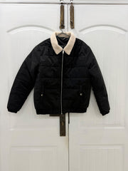 Shearling Collar Quilted Puffer Jacket — Matte Black