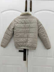 Shearling Collar Quilted Puffer Jacket — Stone Oatmeal