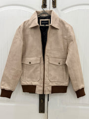 Suede Pilot Flight Bomber Jacket — Sandstone Beige