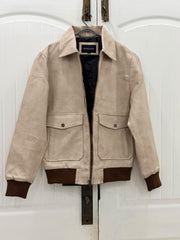 Suede Pilot Flight Bomber Jacket — Sandstone Beige
