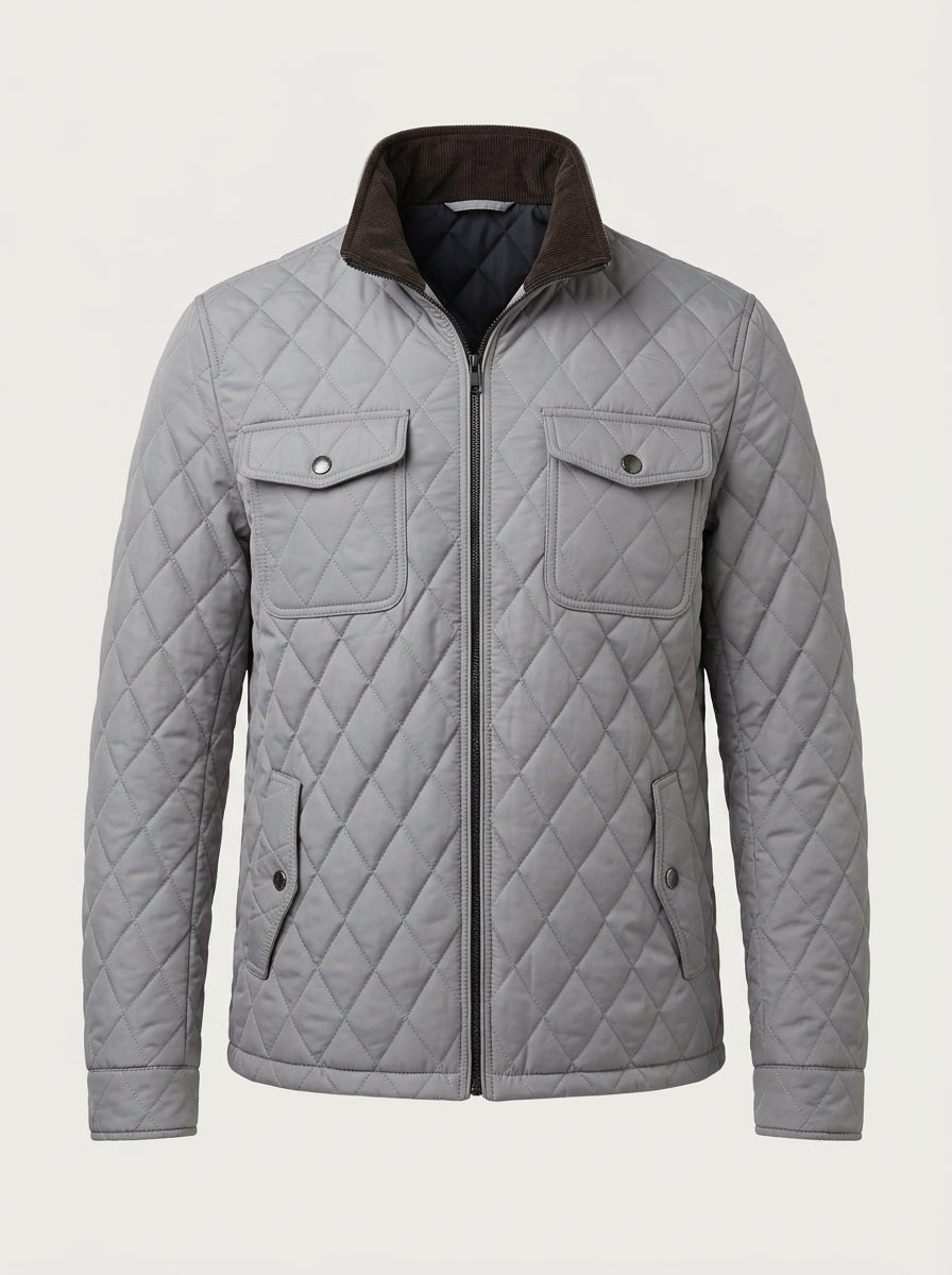 The Diamond-Quilted Barn Jacket — Ash Grey
