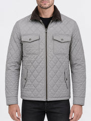 The Diamond-Quilted Barn Jacket — Ash Grey