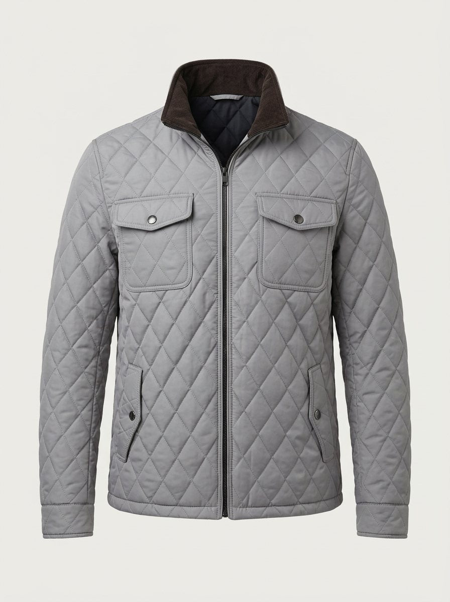 The Diamond-Quilted Barn Jacket — Ash Grey